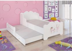 ADRK Kétszemélyes ágy XIMENA II BALLERINA WITH UNICORN 160x80 matracokkal, Fehér - sprintbutor