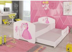 ADRK Kétszemélyes ágy matracokkal PEPE II PRINCESS AND HORSE 160x80, Fehér