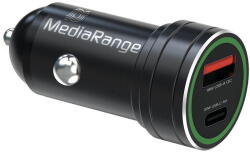 MediaRange 1xUSB A + 1xUSB-C PD3.0 QC 3.0 20W Negru (MRMA120) - pcone