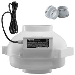 VEVOR Radongáz-elszívó rendszer 98-114 mm-es csatlakozással - csendes, 380 CFM légáramú, víz- és porálló, csatornába építhető radonventilátor kültéri és beltéri használatra
