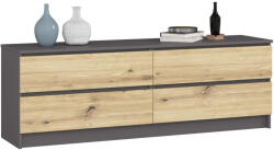 AKORD AKORD CLP K160 Komód Laminált Grafitszürke/Artisan Tölgy 4 Fiókos (AKO-KOMMK1604SZGRAPHARTPK)