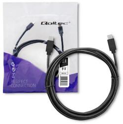 Qoltec USB 2.0 kábel C típusú férfi | USB 2.0 C típusú férfi | 3m | Fekete (52348)