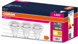 OSRAM 3PAK LED izzó GU10 4.5W = 50W 350lm 3000K meleg 36° OSRAM érték (4058075599888)