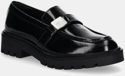 Calvin Klein Jeans bőr mokaszin FLATFORM SHOE DRIVER HDW fekete, női, lapos talpú, YW0YW01657 - fekete Női 38