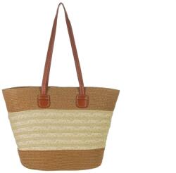 Judu Drapp betétes barna háncs jellegű nyári női táska (44-2 barna-drapp)