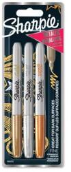 Sharpie Alkoholos marker készlet, 1, 4 mm, kúpos, SHARPIE "Metallic", 3 különböző szín (SR1986006) - fiorex