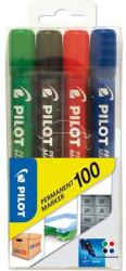 Pilot Alkoholos marker, 1 mm, kúpos, PILOT "Permanent Marker 100", 4 szín (PPM100S4) - fiorex