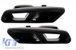 KITT Hangtompított kipufogó végek Mercedes Benz S-Class W222 E-Class W212 Facelift CLS W218 SL-Class R231 E63 S65 AMG Design Fekete Exkluzív kiadás (TY-S65-W222B)