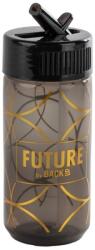 DERFORM Sticlă apă pentru fete, 330ml - model geometric auriu pe fundal negru - Derform