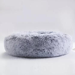 Kerek puha szőrmés fekhely - 60cm - Szürke (F10023-Sz)
