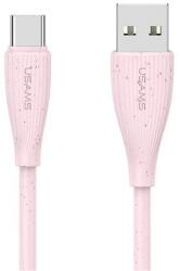 USAMS GREEN SERIES adatkábel (USB - Type-C, 18W, 3A, gyorstöltő, 100cm) RÓZSASZÍN (SJ714USB04) - bluedigital