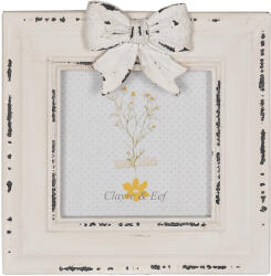 Clayre & Eef Rama foto masa, perete lemn alb vintage 16x2x17 cm, 10x10 cm (2F1036)