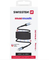 SWISSTEN Cablu date Swissten Magnetic Self-Winding Usb-C/Usb-C 1m Negru