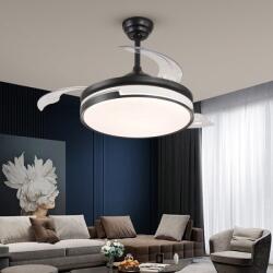  Ventilator Plafon LED cu Lumină în 3 Tonuri, Motor Cupru, Temporizare și Telecomandă, Negru (ls ESC-410YY BK R)