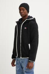Tommy Hilfiger gyapjú pulóver fekete, nyomott mintás, kapucnis, DM0DM19224 - fekete XL