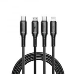 WIWU Starlink Series 3in1 USB-C USB-C / Lightning / microUSB kábel, 60W, 1m, fekete (Wi-046E)