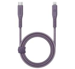 Energea Flow C94 USB-C / Lightning MFI szövet gyorstöltő- és adatkábel, 1.5m, 60W, 3A, lila (CBL-FLCL-PUR150M) - aqua