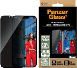 Panzer Privacy Apple iPhone 16e / 14 / 13 / 13 Pro üvegfólia + telepítő keret (PGRPUWFG29845)