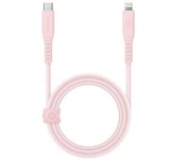 Energea Flow C94 USB-C / Lightning MFI szövet gyorstöltő- és adatkábel, 1.5m, 60W, 3A, rózsaszín (CBL-FLCL-PNK150M) (CBL-FLCL-PNK150M)