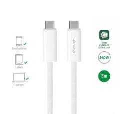 4smarts PremiumCord USB / USB-C töltő- és adatkábel, 240W, 3m, fehér (4S540960) - aqua