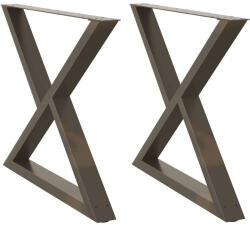 vidaXL 2 db natúr acél étkezőasztal láb 90 x (72-73, 3) cm acél (VD4012735)