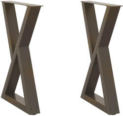 vidaXL 2 db natúr acél étkezőasztal láb 50 x (72-73, 3) cm acél (VD4012719)