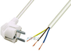 Somogyi Elektronic N 7 hálózati csatlakozókábel, 2 m, H05VV-F 3G0, 75 mm2 kábellel, védőérintkezős, max. 1380W, fehér