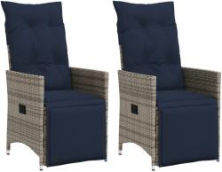 vidaXL 2 db szürke polyrattan dönthető kerti szék párnákkal (365670)