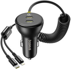 Baseus C00035902121-00 60W Baseus USB-C autós töltő + Lightning kábel (fekete) (C00035902121-00)
