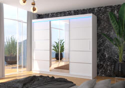 ADRK LED tükrös tolóajtós szekrény SALTO 250, Fehér, Fehér - smartbutor