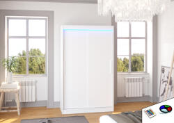 ADRK LED világítással ellátott tolóajtós szekrény COLLIN 120, Fehér, Fehér - smartbutor
