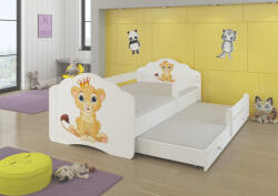 ADRK Kétszemélyes ágy korláttal és matracokkal CASIMO II LION 160x80, Fehér - smartbutor