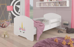 ADRK Ágy matraccal és korláttal PEPE UNICORN 140x70, Fehér - smartbutor