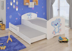 ADRK Kétszemélyes ágy matracokkal PEPE II BLUE BEAR 160x80, Fehér - smartbutor