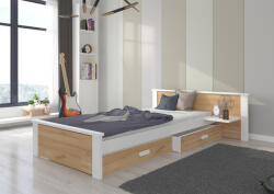 ADRK Ágy matraccal ALDEX SHELF 180x80, Fehér, Tölgy arany - smartbutor