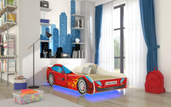 ADRK LED AUTO 4x4 matraccal és világítással 160x80 ágy, Piros - smartbutor
