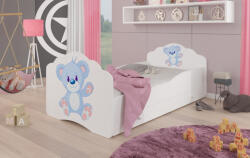ADRK Ágy matraccal és fiókkal CASIMO BLUE BEAR 140x70, Fehér - smartbutor
