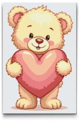  Festés számok szerint - Maci szívvel Méret: 40x60cm, Keretezés: Műanyagtáblával