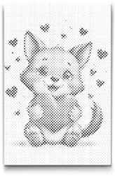  PontPöttyöző - Állatka szívvel Méret: 40x60cm, Keretezés: Műanyagtáblával, Szín: Piros