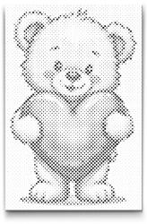  PontPöttyöző - Maci szívvel Méret: 40x60cm, Keretezés: Műanyagtáblával, Szín: Piros