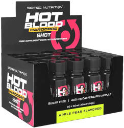 Scitec Nutrition Hot Blood Hardcore Shot - formula pre-antrenament lichida, cutie cu 20 fiole, 60ml/fiolă