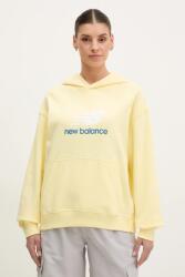 New Balance pamut melegítőfelső sárga, női, nyomott mintás, kapucnis, WT51501PRC - sárga XS