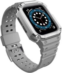 Hurtel Protect Strap Band tok + szíj Apple Watch 9 / 8 / 7 / 6 / 5 / 4 / 3 / 2 / SE / SE2 (41 / 40 / 38mm) Páncélozott fedél óraszürke / ezüst