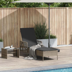 vidaXL Napozóágy Szürke és sötét szürke PE Rattan 157 x 55 x 92 cm (VD365427)