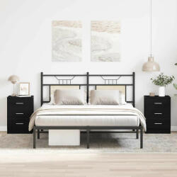 vidaXL 2 db fekete tölgyszínű szerelt fa éjjeliszekrény 38x35x55 cm (VD862429)