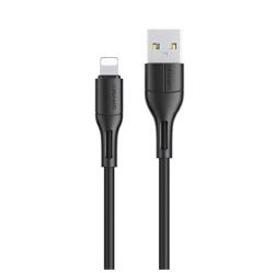 USAMS u68 adatkábel, usb - lightning, 2a, gyorstöltő, 100cm, fekete, kompatibilis: Apple iPhone 14 Plus / iPhone 14 Pro / iPhone 14 (SJ500USB01)