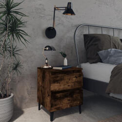 vidaXL 2 db füstös tölgy színű éjjeliszekrény fémlábakkal 40x35x50 cm (VD813129)