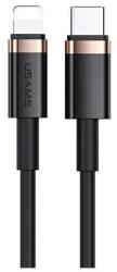 USAMS u63 adatkábel, type-c - lightning, 20w, 3a, pd gyorstöltő, 120cm, fekete (SJ484USB01)