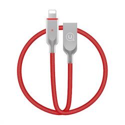 USAMS u-sun adatkábel, usb - lightning, 2a, gyorstöltő, 190cm, led jelzés, piros, kompatibilis: Apple iPhone 14 Pro / iPhone 14 Plus / iPhone 14 (IPYSUSB203)