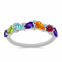 Ezüst Gyűrű Marokkói Ametiszttel és Changbai Peridottal, Y59085/59 (Y59085/59)